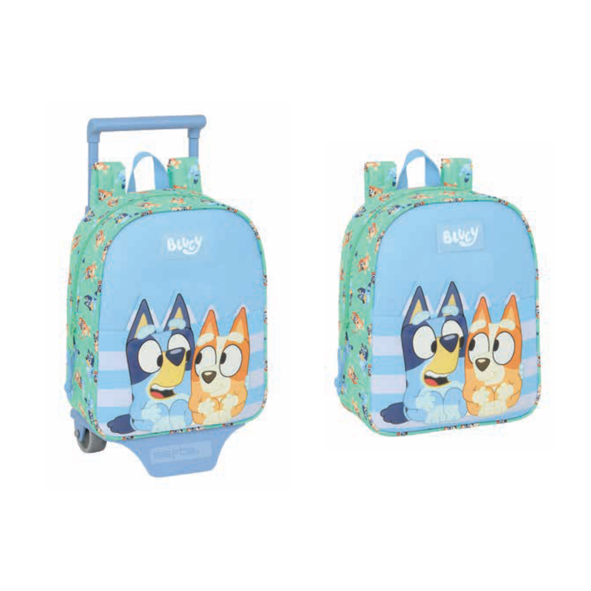Mochila Bluey Infantil – Adaptável a Carro ou Mochila + Carro (trolley removível)
