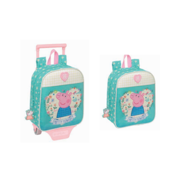 165 Mochila Peppa Pig Infantil – Adaptável a Carro ou Mochila + Carro (trolley removível)