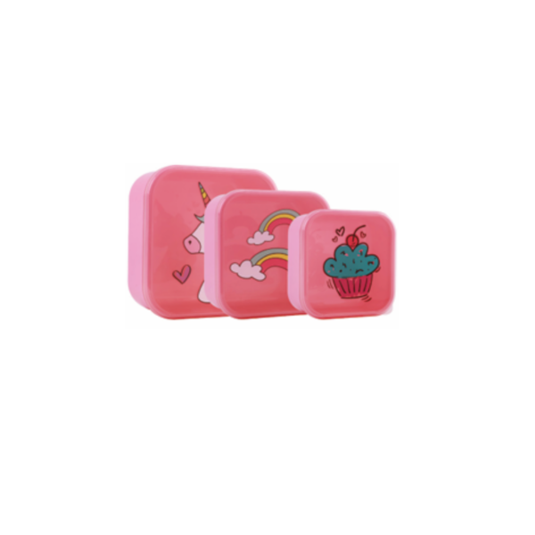 251 Conjunto 3 Caixas de Lanche Unicorn