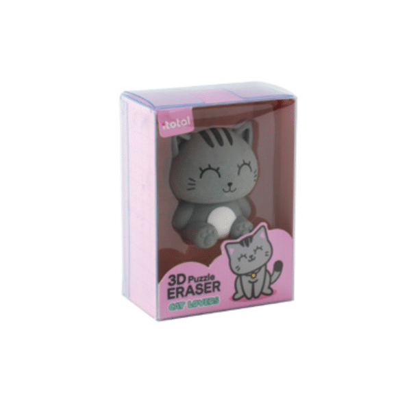 50 Borracha 3D Puzzle Gato Cinza